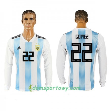 Koszulka Argentyna Gomez 22 Domowe Koszulki Piłkarskie Mistrzostwa Świata 2018 Długi Rękaw